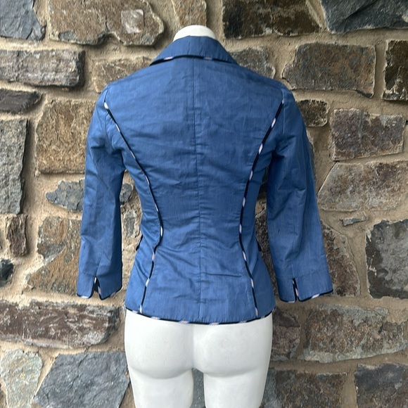 Diane Von Furstenberg Vintage 'Millicent' Striped Trim Blazer in Blue Size 0 - Picture 5 of 8